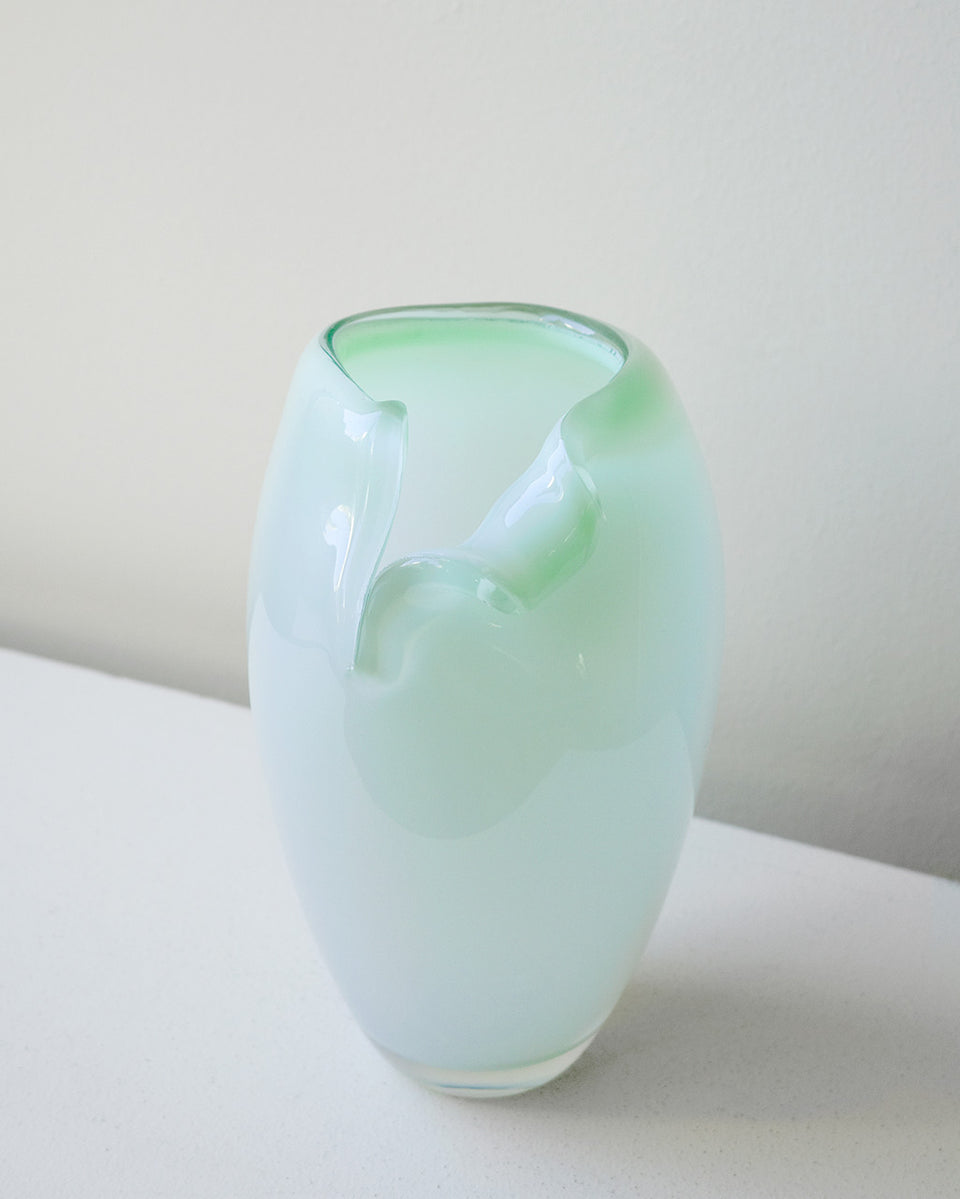B143 - Recycled Glass Medium Vase in Mint Green