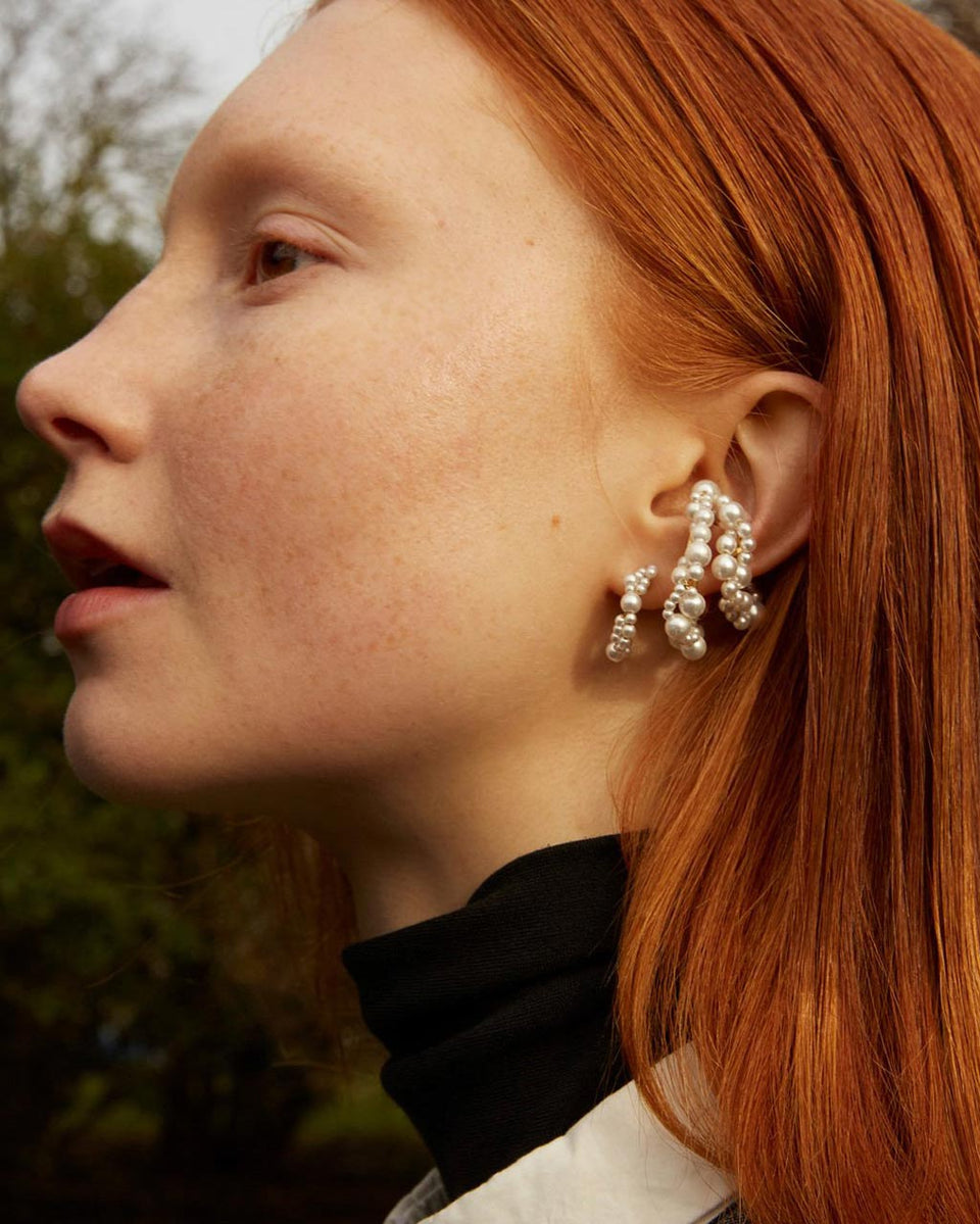 Stratus - Pearl and Recycled Gold Vermeil Earrings