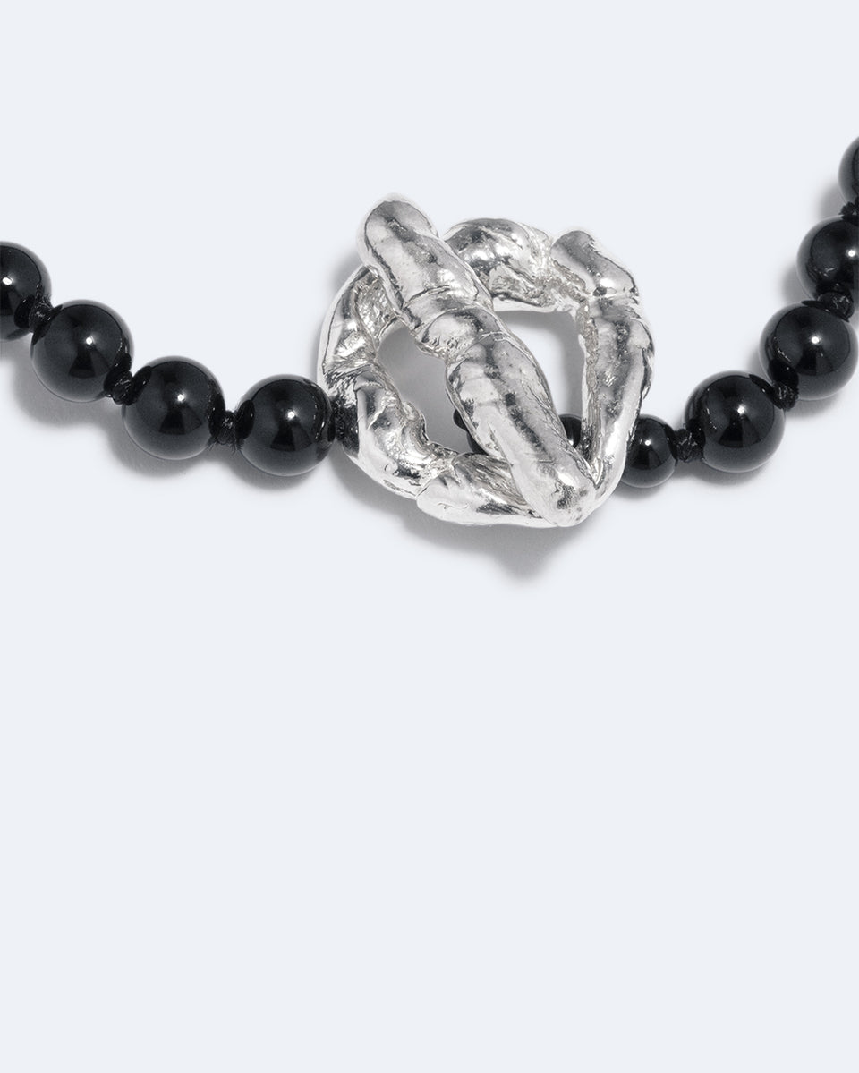 Knee‐Deep In A Bog in North Yorkshire - Black Onyx and Recycled Silver Bracelet