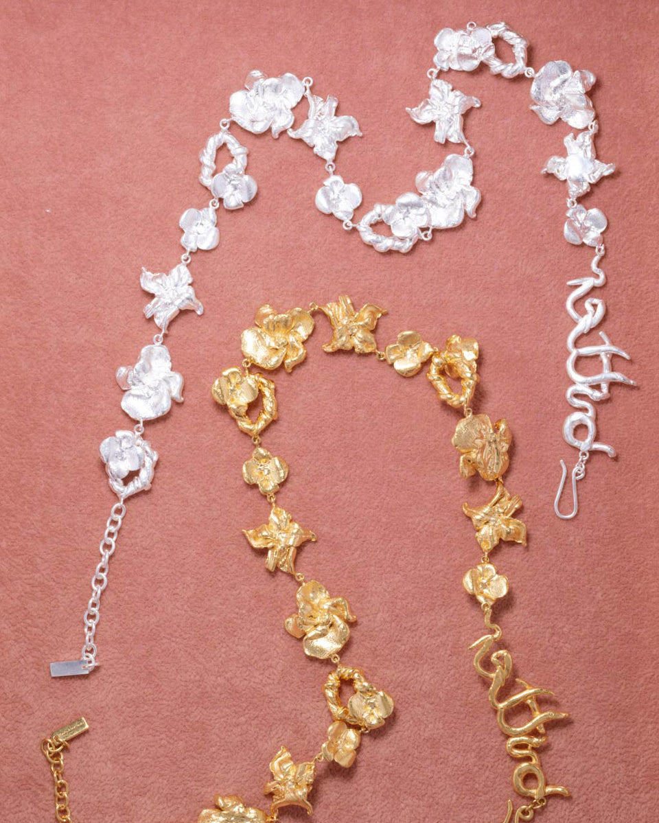 Time Passes Into Tributaries - Gold Plated Necklace
