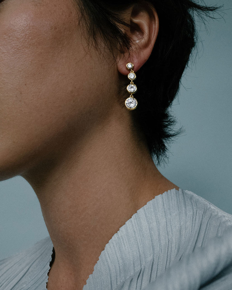 Light of the Past II - Cubic Zirconia and Gold Vermeil Earrings