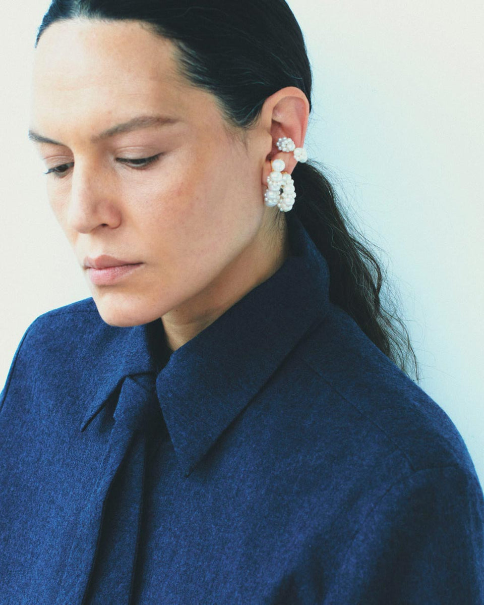 Birds of a Feather II - Pearl and Recycled Gold Vermeil Ear Climbers