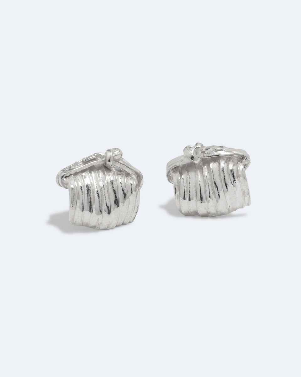 Tied Up Bales of Straw - Recycled Silver Earrings