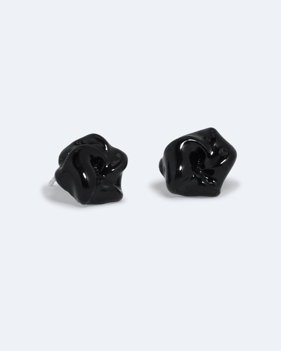 The Depths of Time - Black Enamel and Recycled Silver Earrings