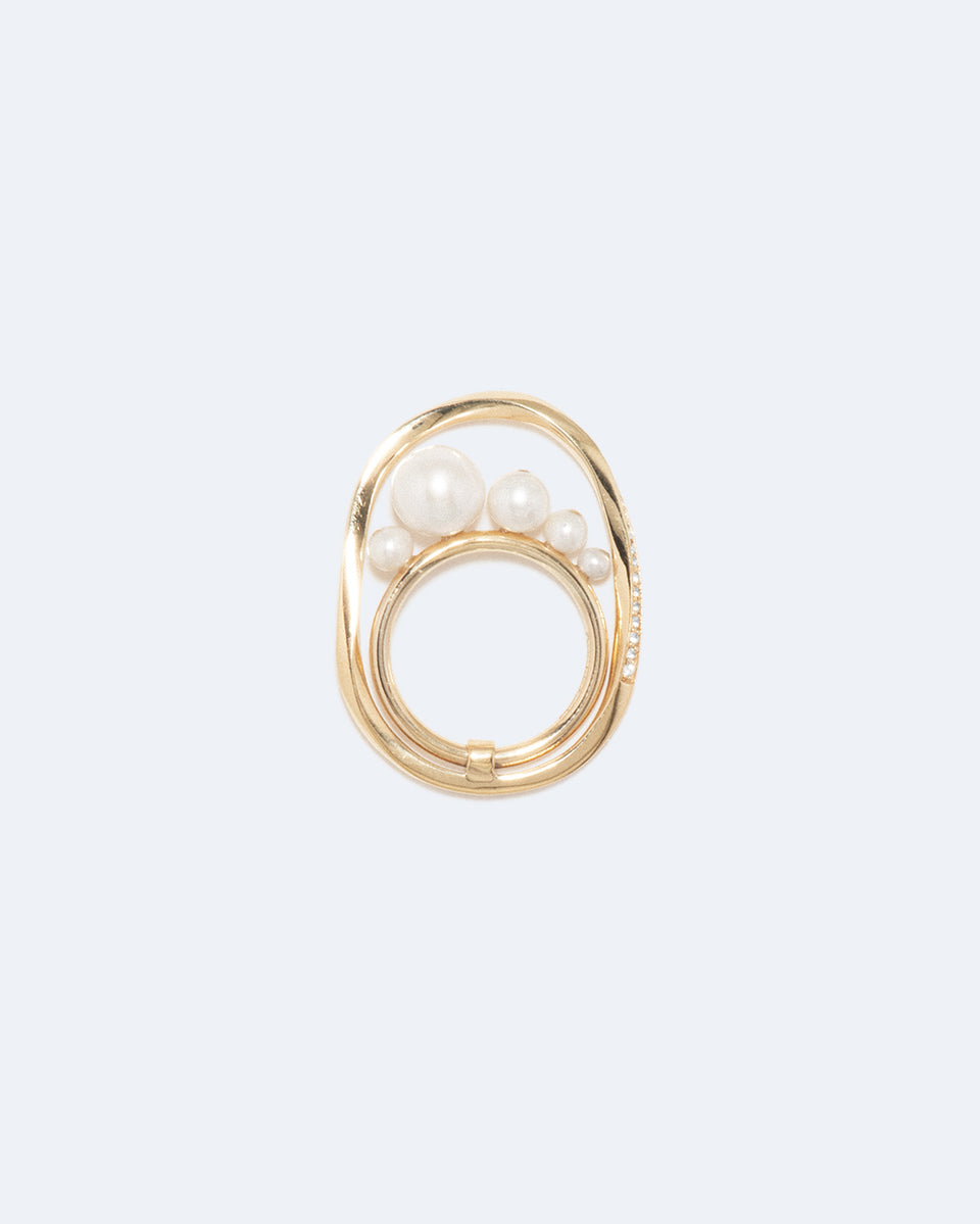 Work Won't Love You Back - Pearl and White Topaz Gold Vermeil Ring