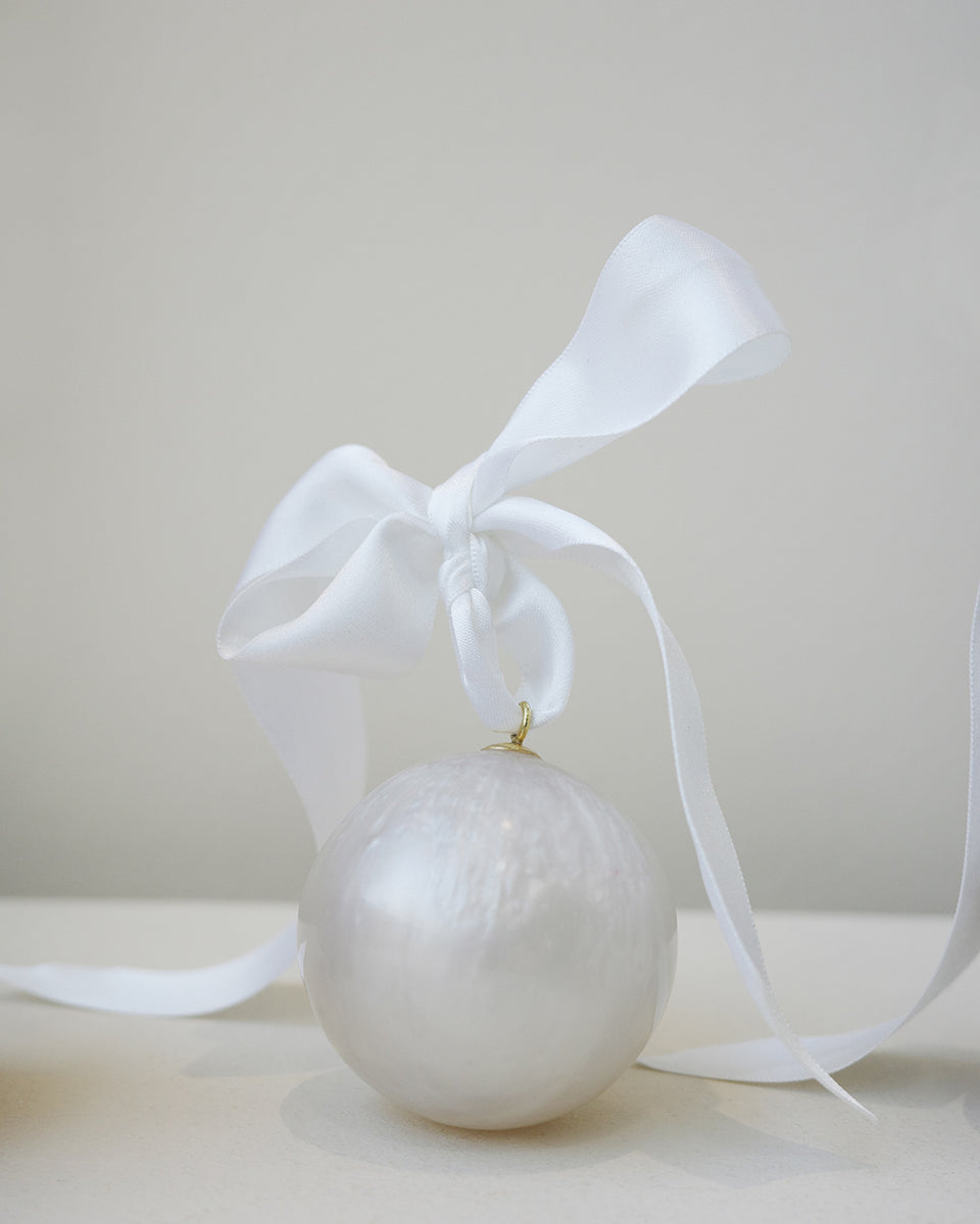 Husband Number Six? Tree Ornaments - Set of 3 Bio Resin Baubles in Pearlescent White/Pink