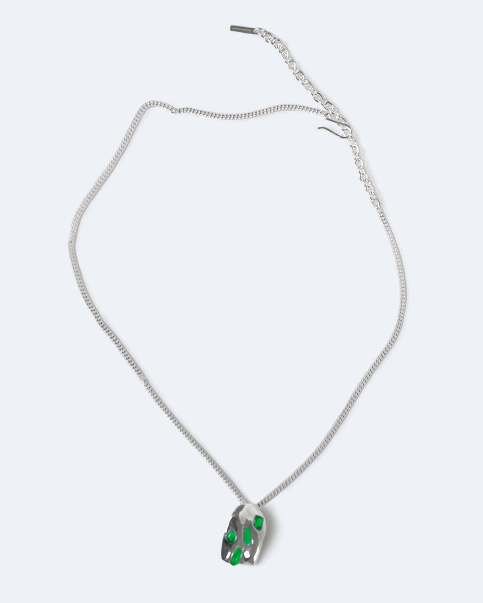Cobblestones - Green Resin Stone and Silver Plated Pendant