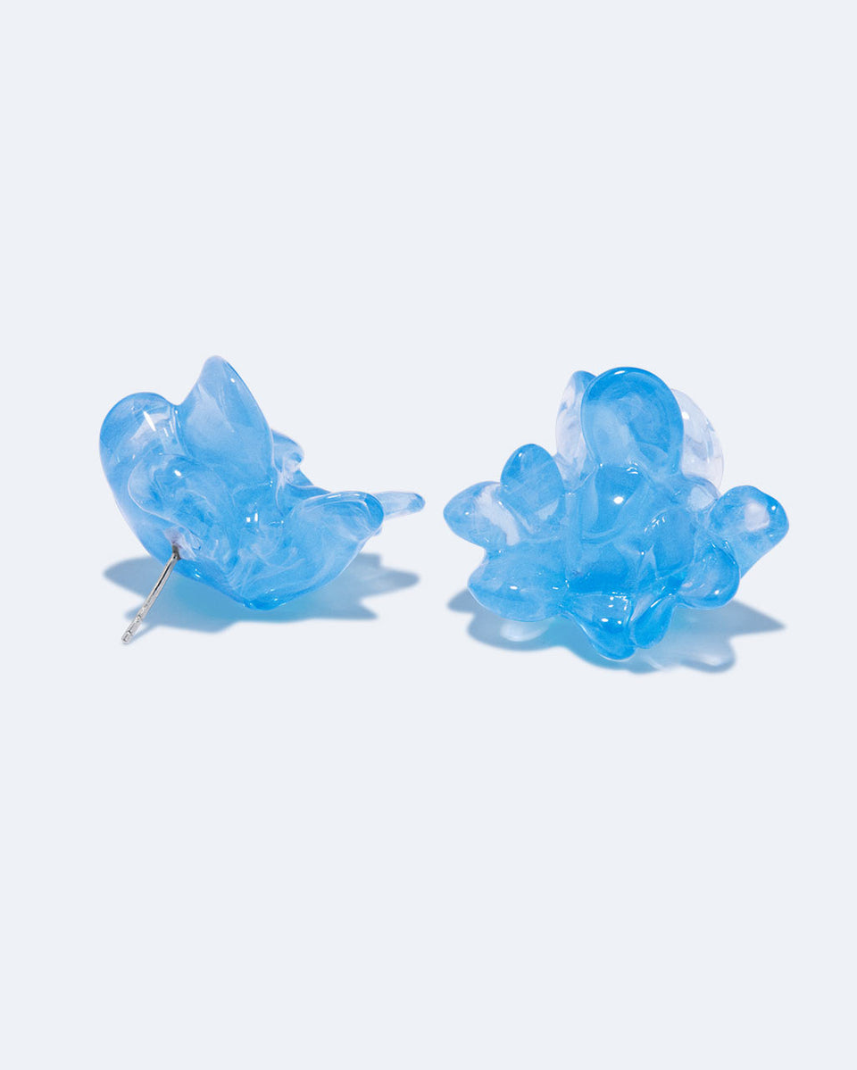 Floe - Blue Resin and Recycled Silver Earrings