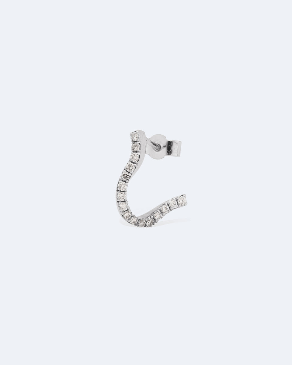 The Crush of Water - 18 Carat White Gold and Diamond Single Earring