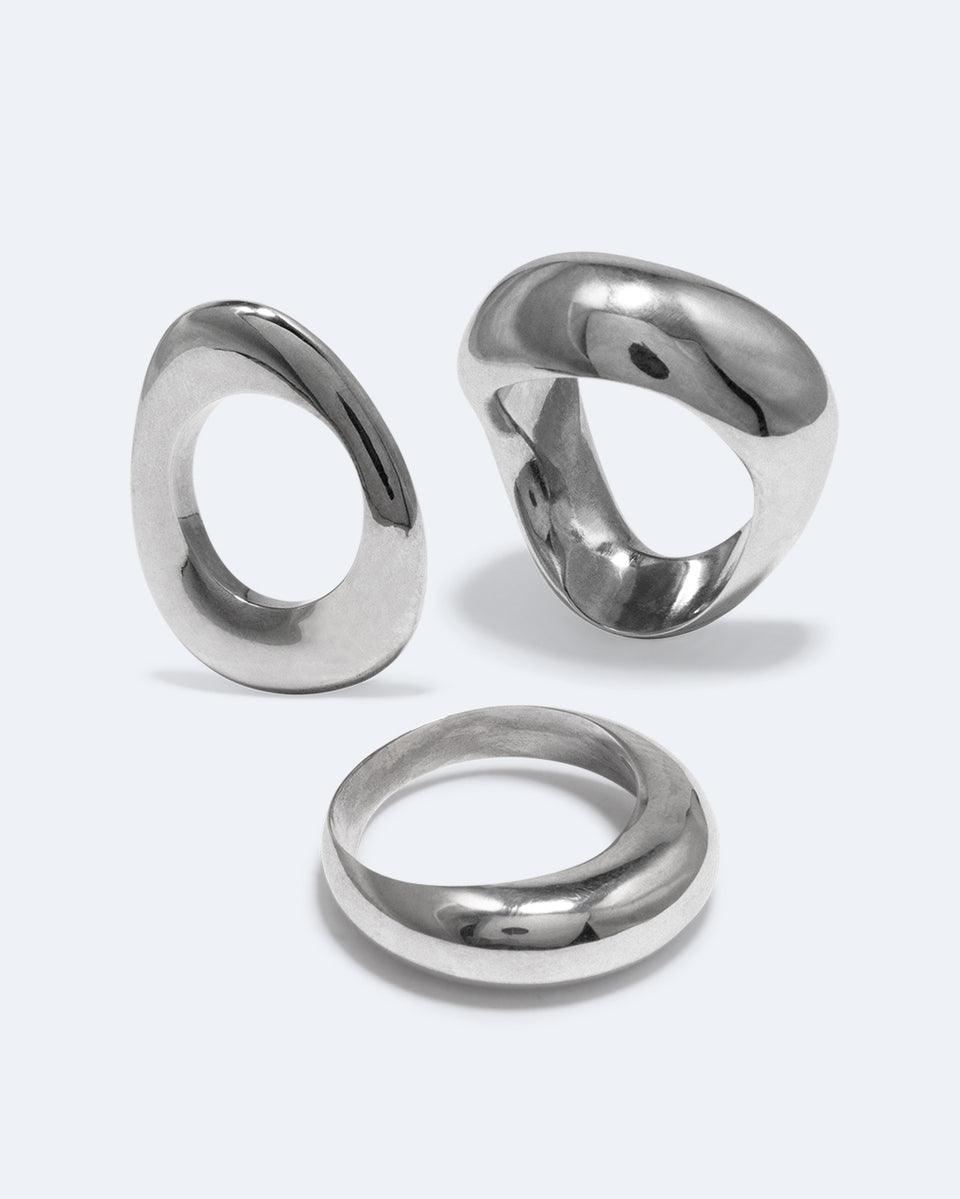 Post‐Capital - Set of 3 Platinum Plated Stacking Rings