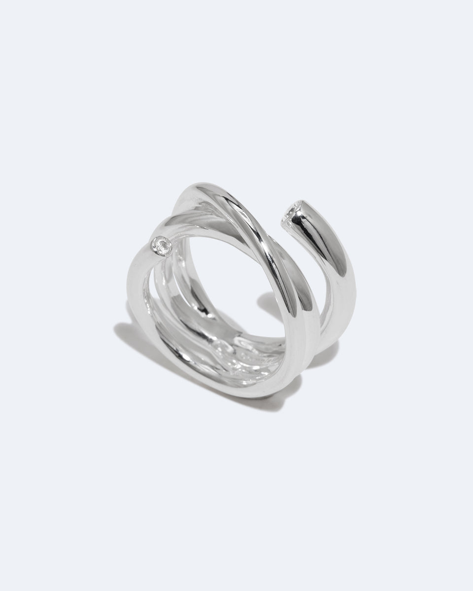 Coil - Zirconia and Recycled silver Ring
