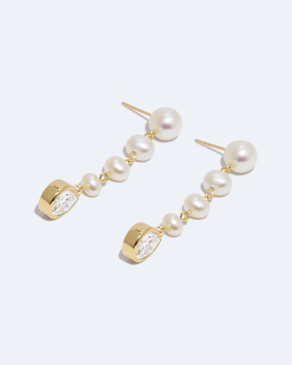 The Last Slice Everybody Wanted - Pearl and Zirconia Recycled Gold Vermeil Earrings