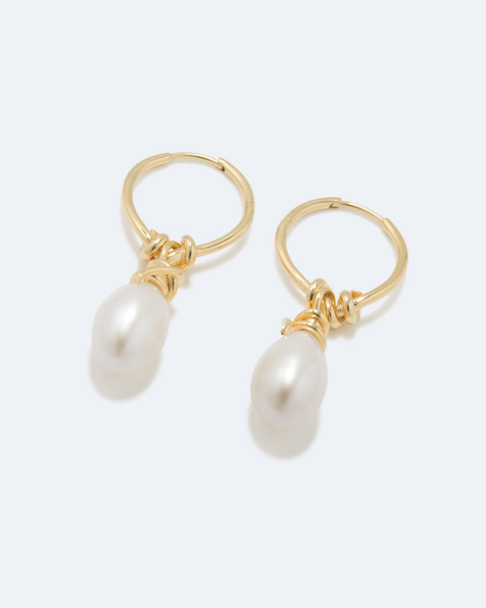 A Drop in the Ocean - Pearl and Recycled Gold Vermeil Earrings