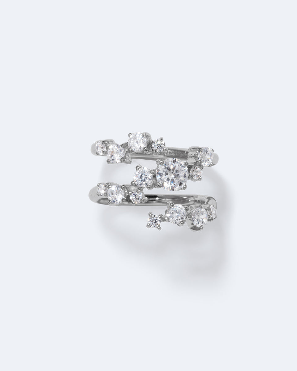 Time Is Layered In Ice - Zirconia and Recycled Silver Ring