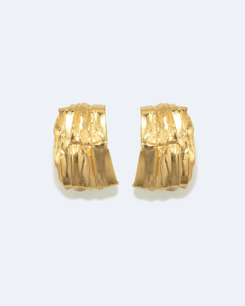 Pleat - Gold Plated Earrings