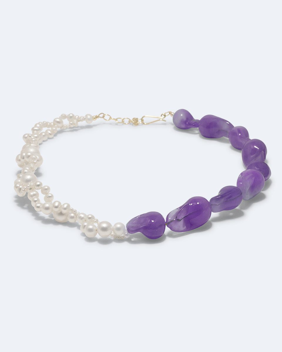 Parade of Possibilities II - Pearl and Lilac Bio Resin Gold Plated Necklace