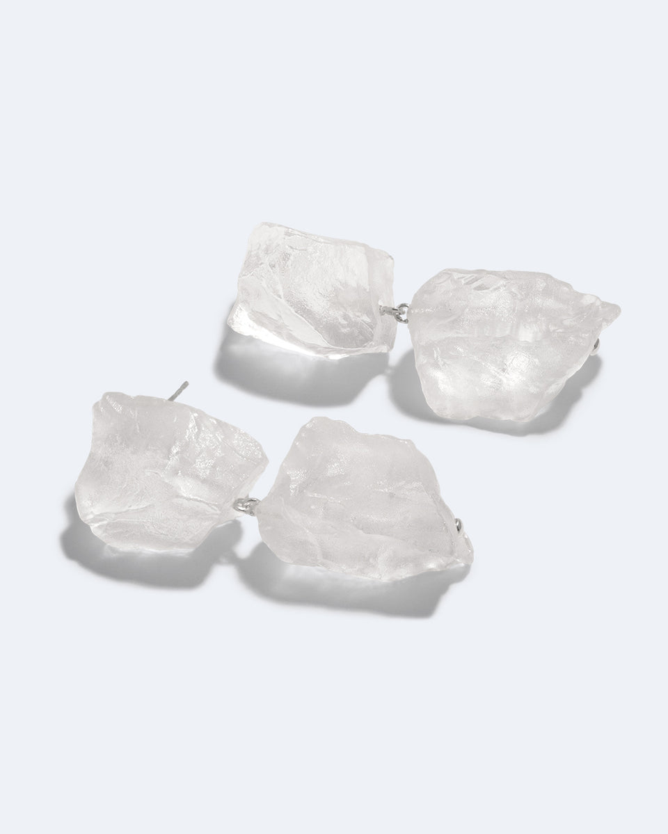 The Iceberg's Other Half - Clear Resin and Recycled Silver Earrings