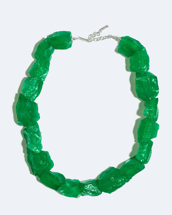 The Iceberg's Other Half - Green Resin and Recycled Silver Necklace
