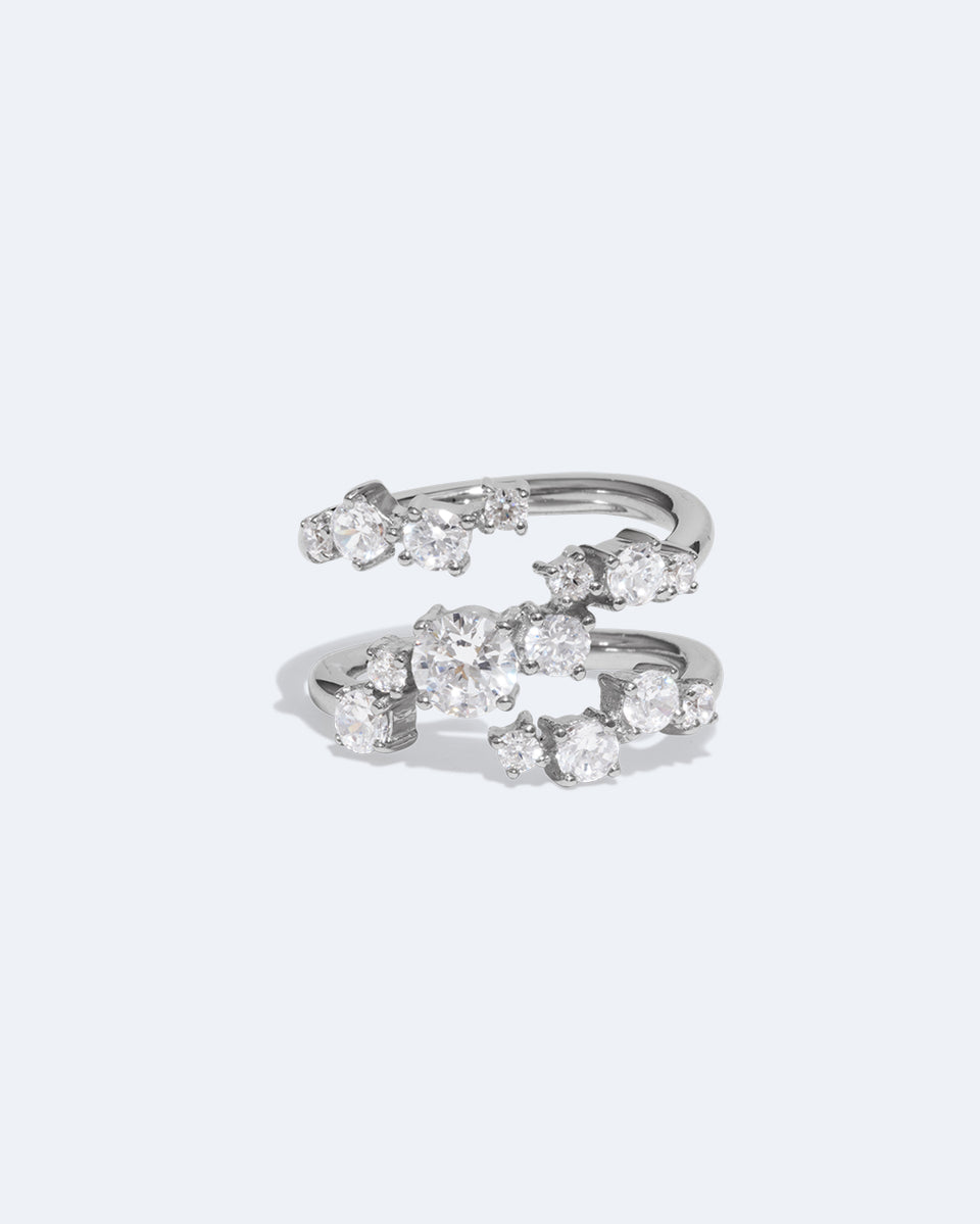 Time Is Layered In Ice - Zirconia and Recycled Silver Ring