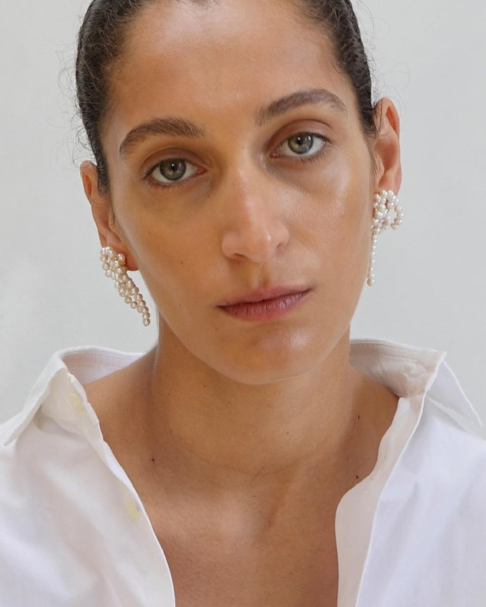 The Break Between The Clouds - Pearl and Recycled Gold Vermeil Earrings
