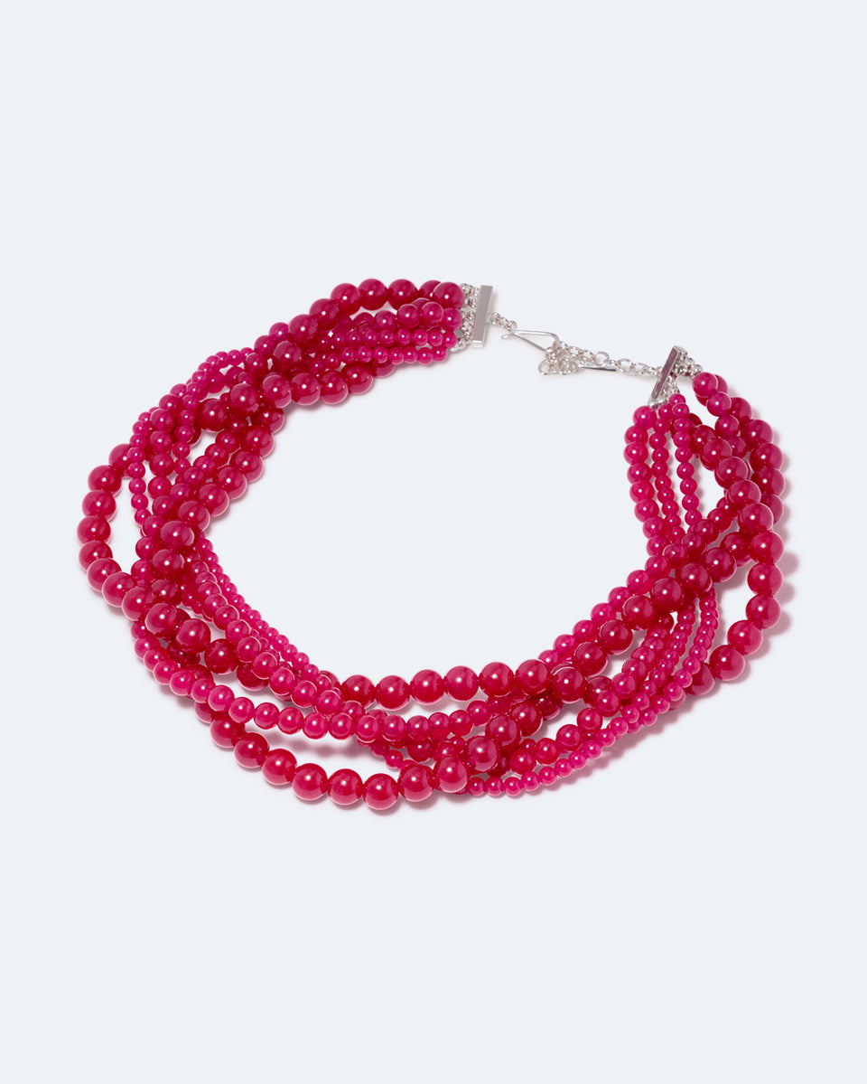 What a Tangled Web We Weave - Chalcedony Bead and Recycled Silver Necklace
