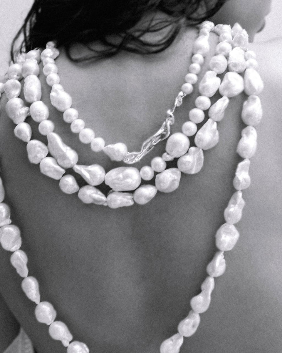 Foraging - Pearl and Recycled Silver Necklace