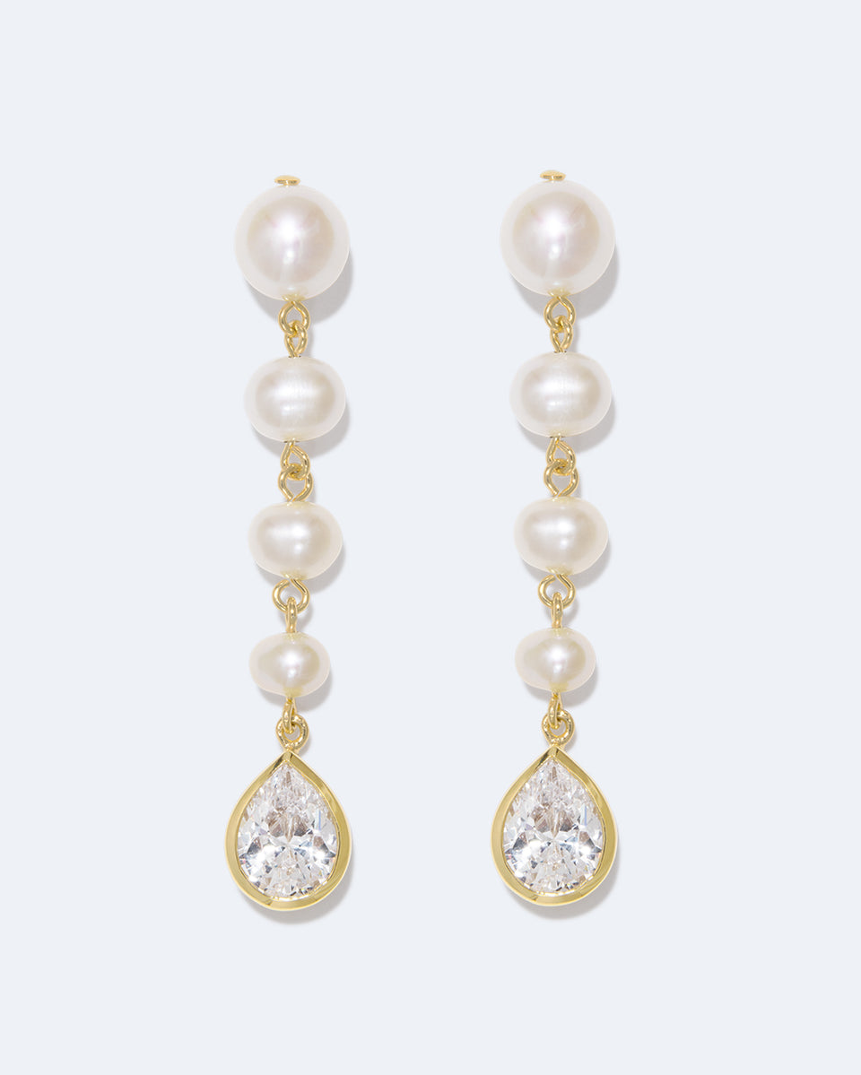 The Last Slice Everybody Wanted - Pearl and Zirconia Recycled Gold Vermeil Earrings
