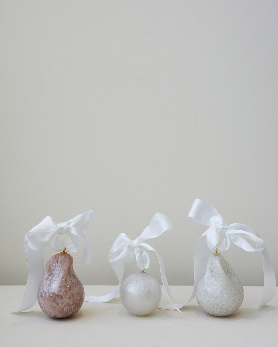 Husband Number Six? Tree Ornaments - Set of 3 Bio Resin Baubles in Pearlescent White/Pink