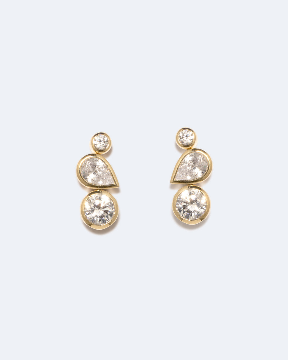 Like Peas in a Pod II - Zirconia and Recycled Gold Vermeil Earrings