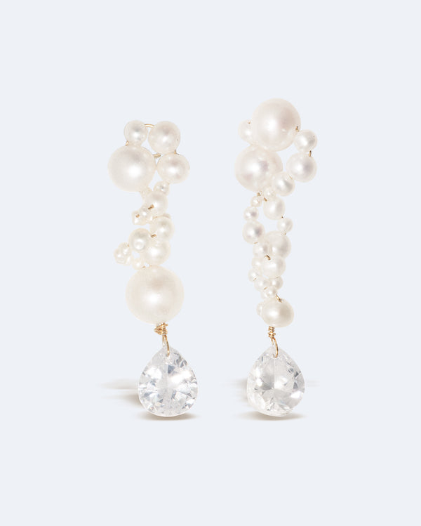 Past in a Future Tense - Pearl and Zirconia Recycled Gold Vermeil Earrings