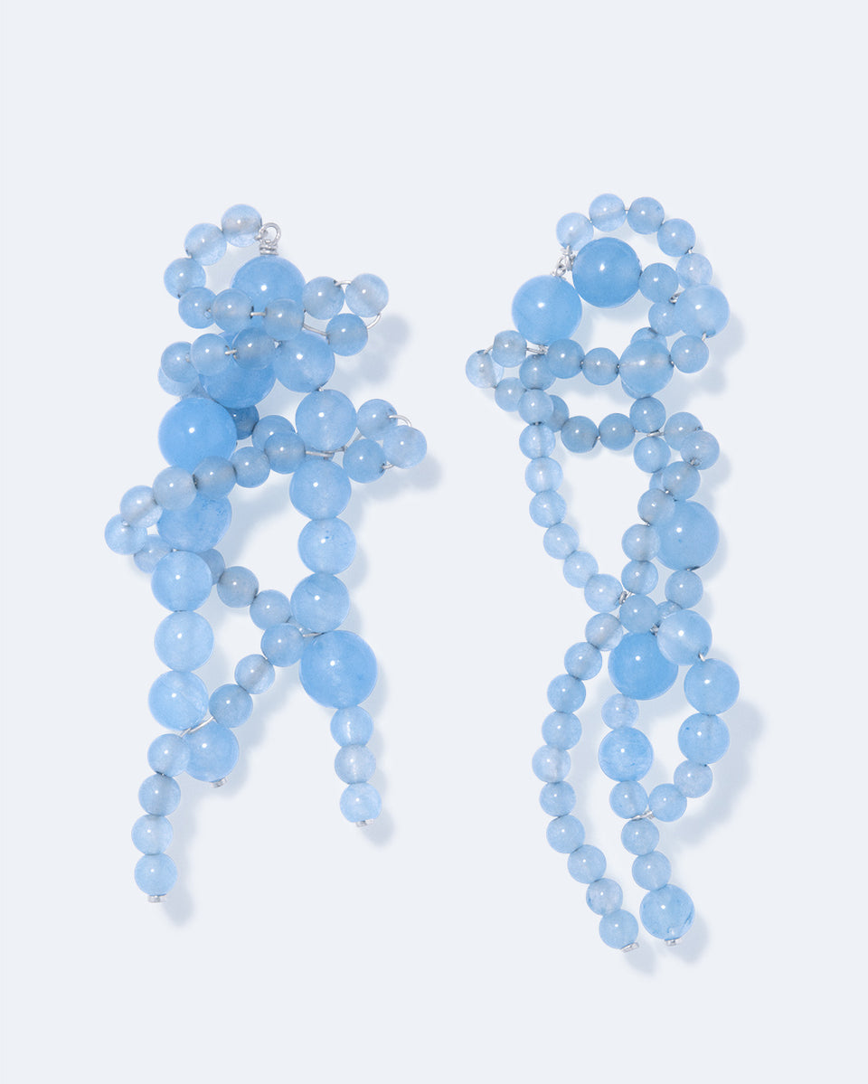 Floe - Blue Lace Agate Bead and Recycled Silver Earrings