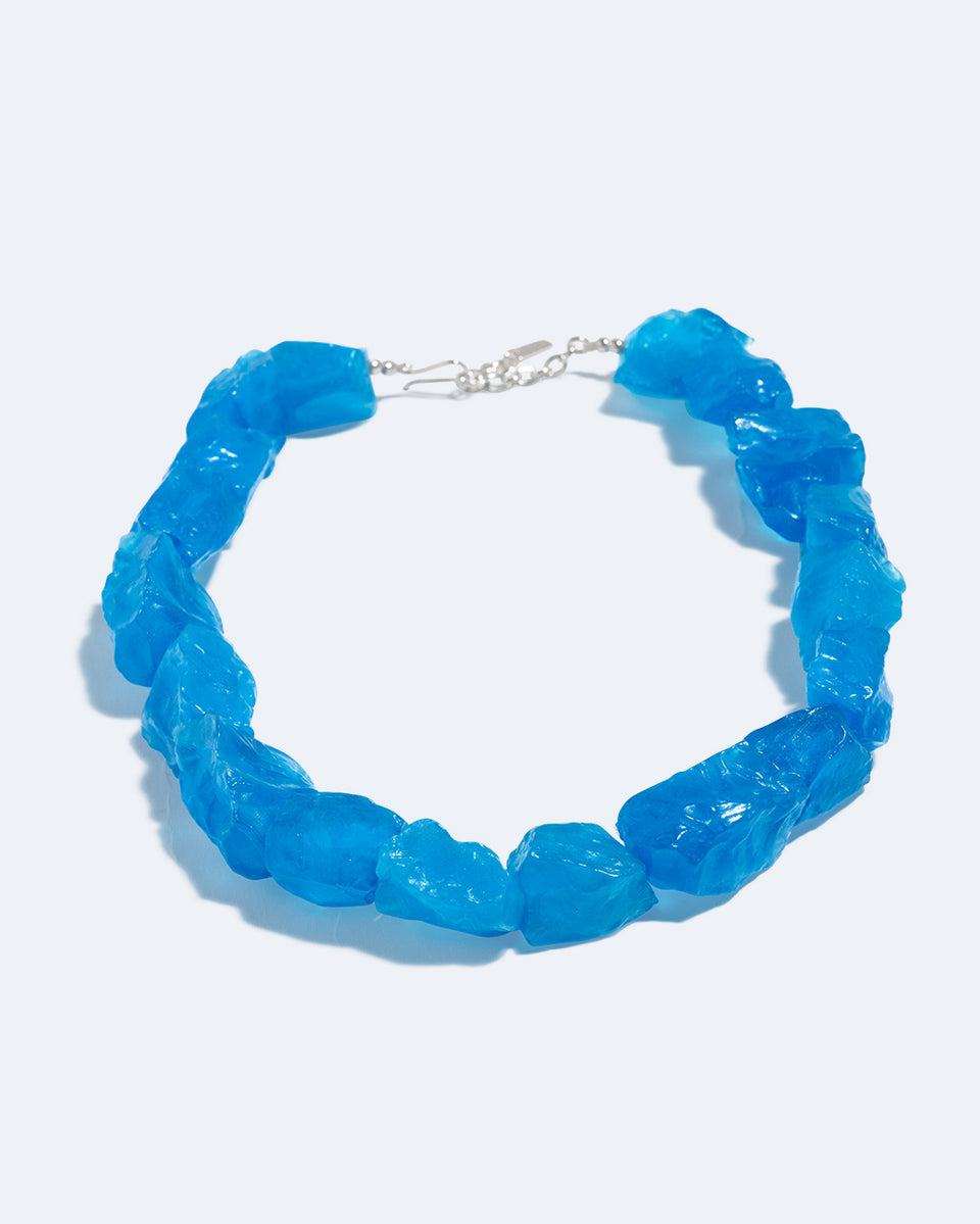 The Iceberg's Other Half - Blue Resin and Recycled Silver Necklace
