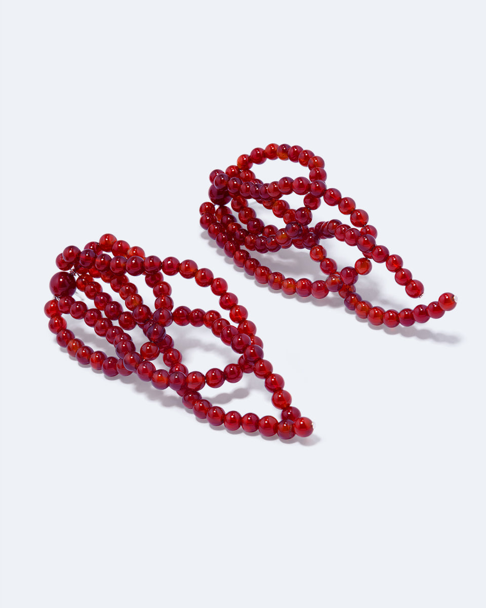 What a Tangled Web We Weave - Red Lace Agate and Recycled Silver Earrings
