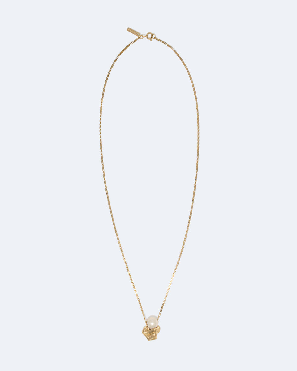 "Notsobig" Crumple - Pearl and Recycled Gold Vermeil Pendant