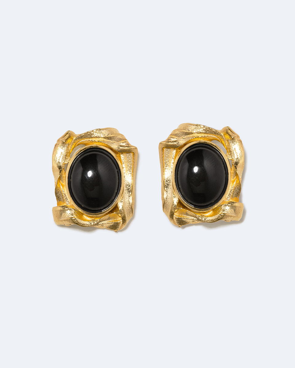Galileo - Black Resin and Gold Plated Earrings
