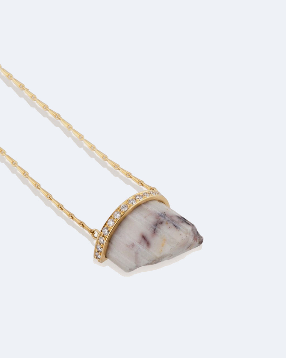 Marble Fragment - 18 Carat Yellow Gold, Marble and Diamond Pendant