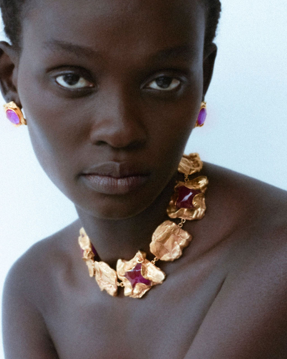 Galileo - Pink Resin and Gold Plated Necklace
