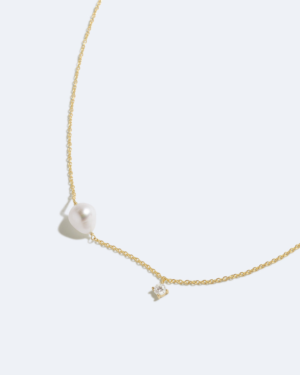 Ignoring All Relevant Information - Pearl and Zirconia Recycled Gold Vermeil Necklace