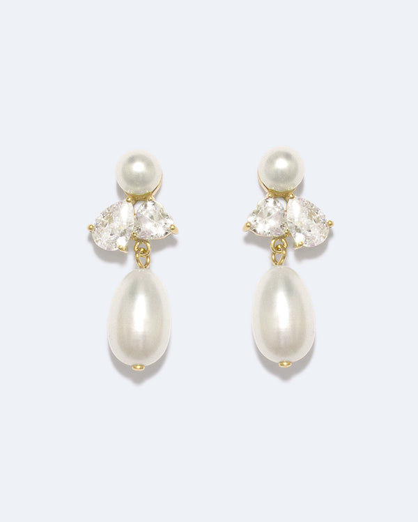 Infinity's Reversal - Pearl and Zirconia Recycled Gold Vermeil Earrings