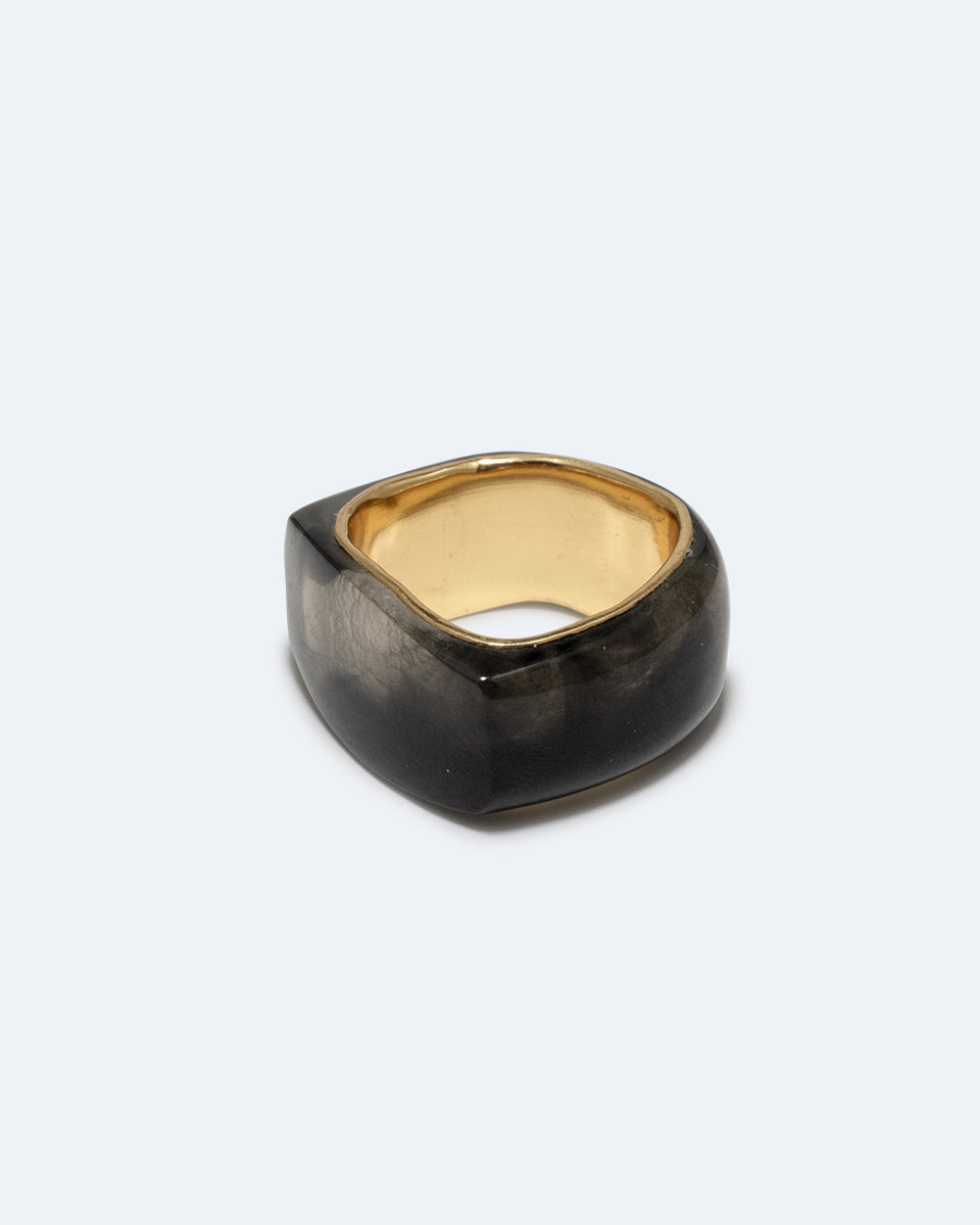 A Virtuous Circle? - Smoky Quartz Resin and Recycled Gold Vermeil Signet Ring