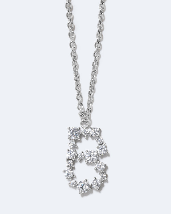 Glitchy B - Cubic Zirconia and Rhodium Plated Pendant