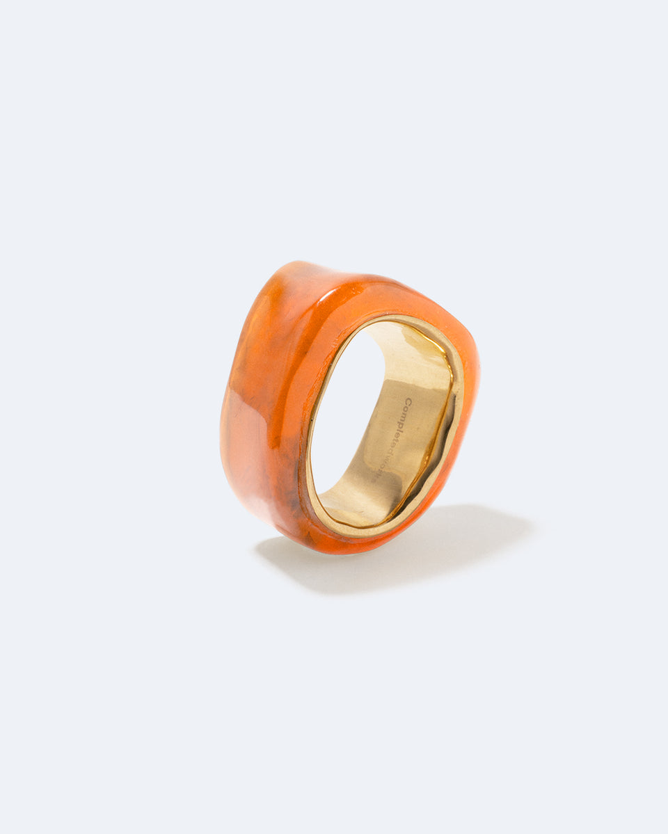 A Virtuous Circle? - Orange Bio Resin and Gold Vermeil Signet Ring