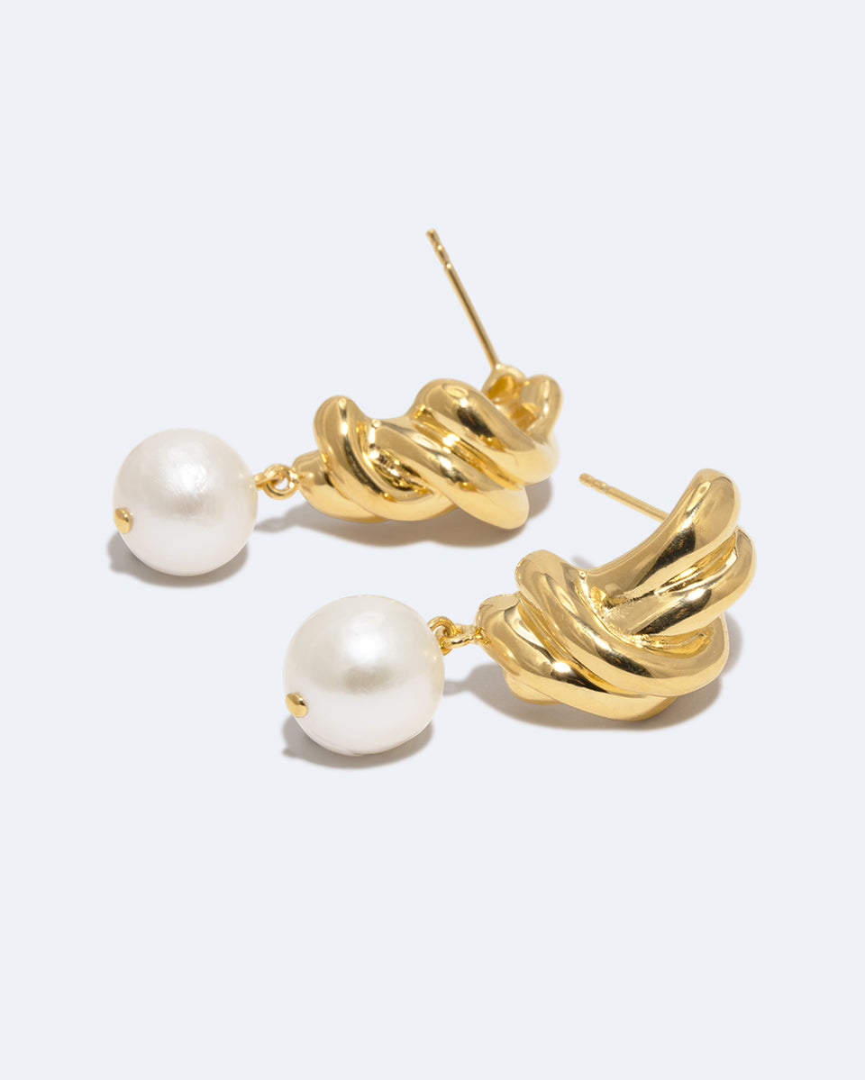 Something Borrowed From the Sea - Pearl and Recycled Gold Vermeil Earrings