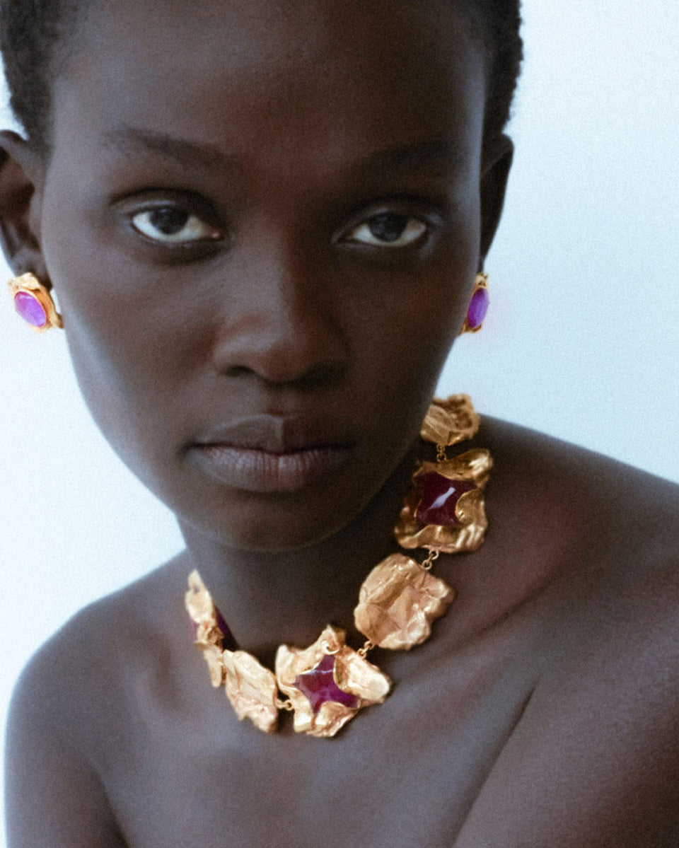 Galileo - Pink Resin and Gold Plated Earrings