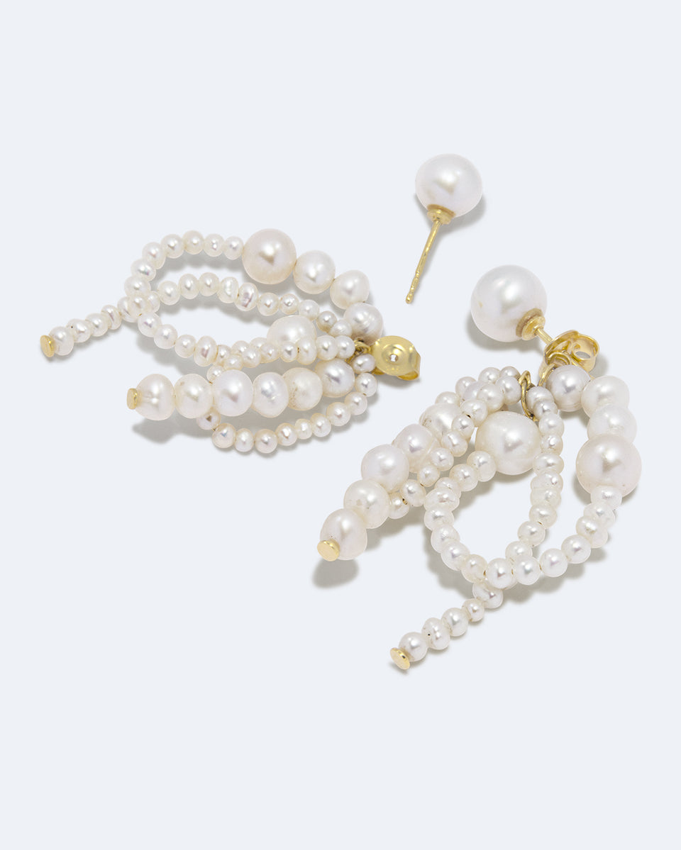 Where The Wild Things Winter - Pearl and Recycled Gold Vermeil Earrings