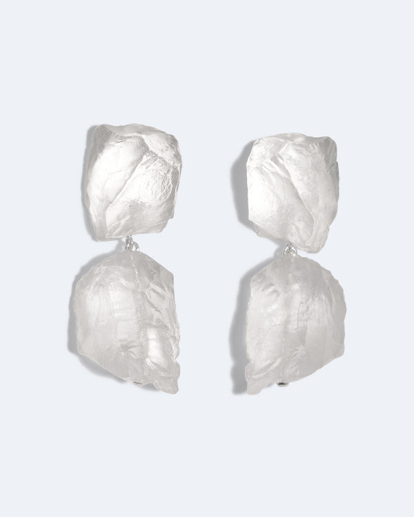 The Iceberg's Other Half - Clear Resin and Recycled Silver Earrings