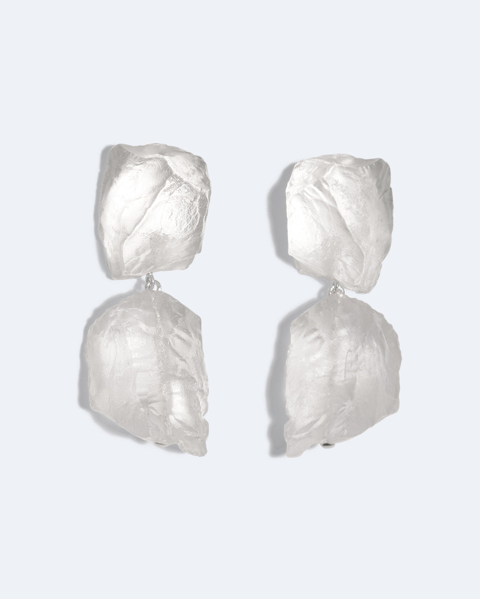 The Iceberg's Other Half - Clear Resin and Recycled Silver Earrings