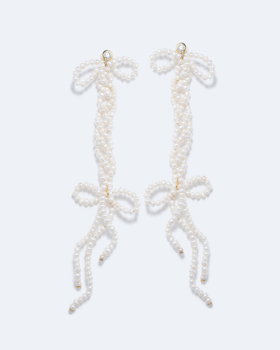 An inquiry Into Contradictions - Pearl and Zirconia Recycled Gold Vermeil Earrings