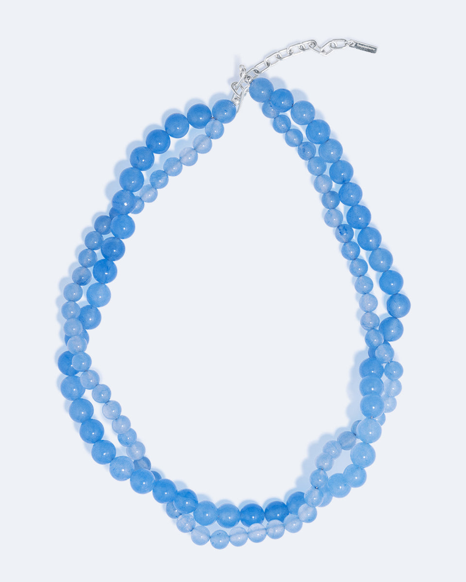 Floe - Blue Lace Agate Bead and Recycled Silver Necklace
