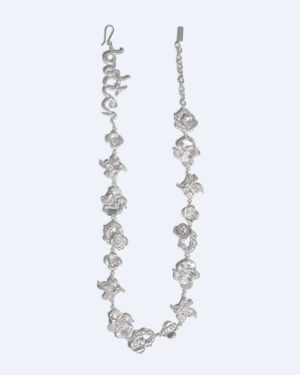Time Passes Into Tributaries - Silver Plated Necklace